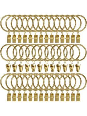 40 Pack Gold Metal Curtain Rings with Clips, Drapery Hooks for Home Decor 1.5
